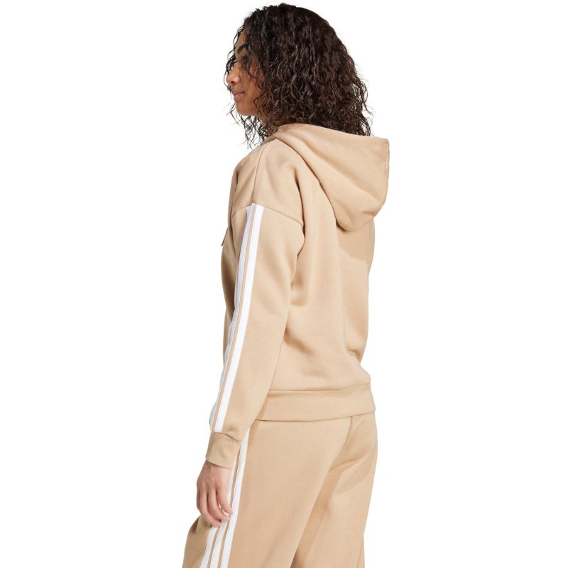 Felpa con cappuccio e zip intera in pile con 3 strisce adidas Essentials W JX7706