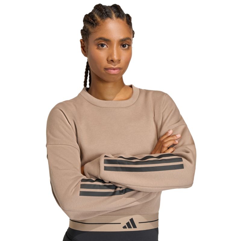 Felpa adidas Hyperglam da donna beige KQ5197