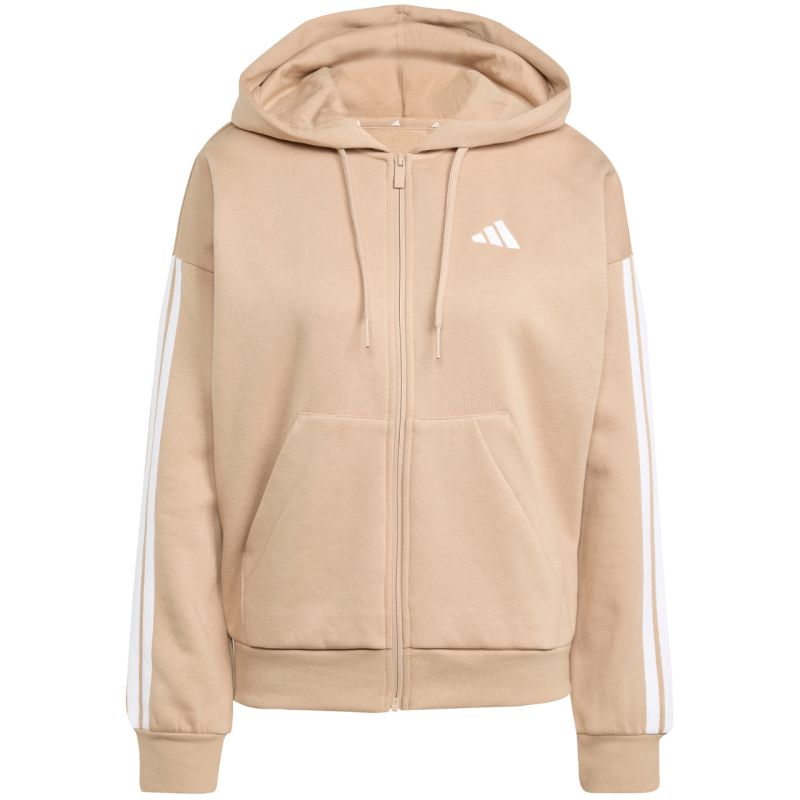 Felpa con cappuccio e zip intera in pile con 3 strisce adidas Essentials W JX7706