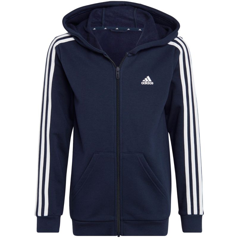 adidas Essentials 3 strisce felpa con cappuccio in pile e full zip da ragazzo IC0600