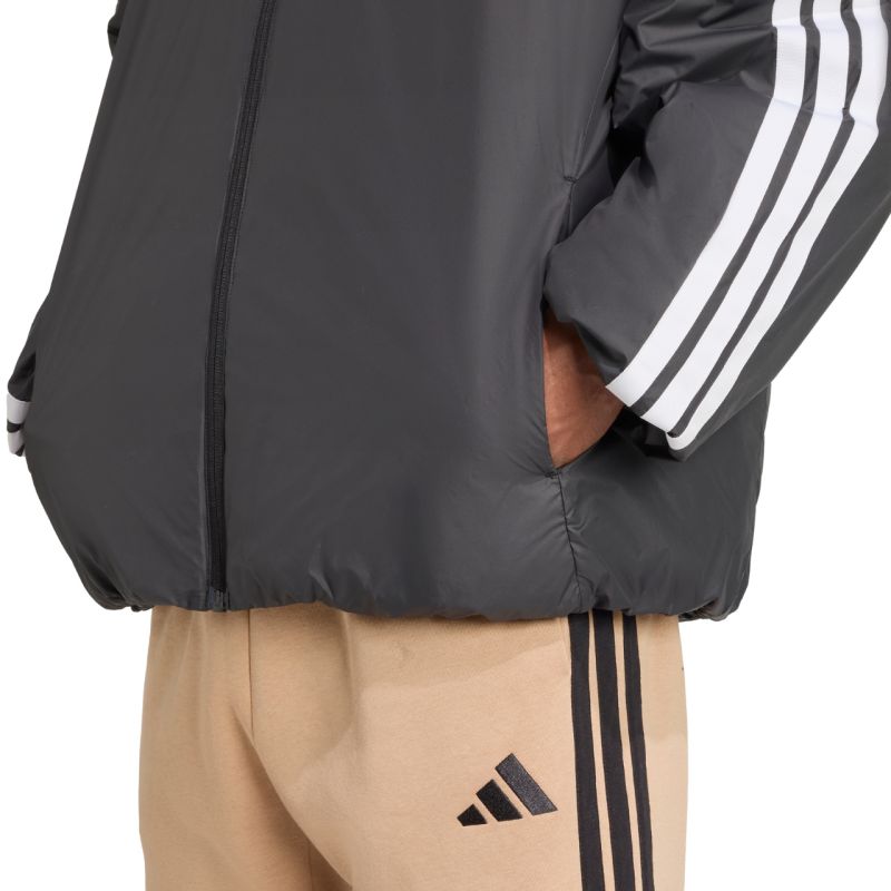 Men's adidas Essentials Climawarm 3-Stripes Insulated Hooded Jacket Black JM4042