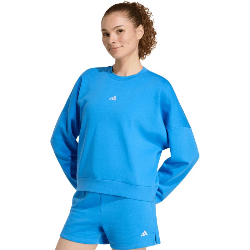 Felpa da donna adidas Essentials Small Logo Feelcozy Blu KC5280