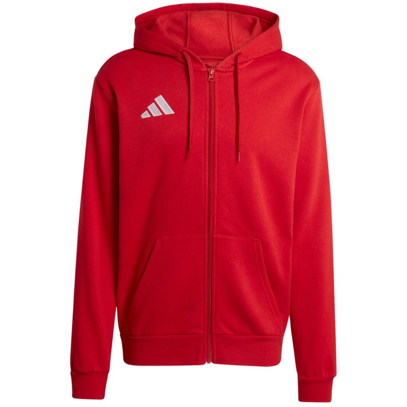 Felpa con cappuccio full zip adidas Entrada 26 da uomo, rossa, KF5944