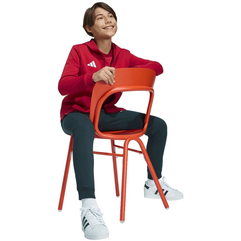 adidas Entrada 26 Felpa con Cappuccio con Zip Intera per Bambini Rossa KH1781