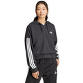Felpa con cappuccio e zip a un quarto adidas Essentials 3-Stripes in french terry da donna nero JN1956