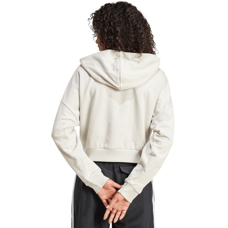 Felpa con cappuccio e zip corta adidas Essentials 3 strisce in French Terry da donna Beige JN1958