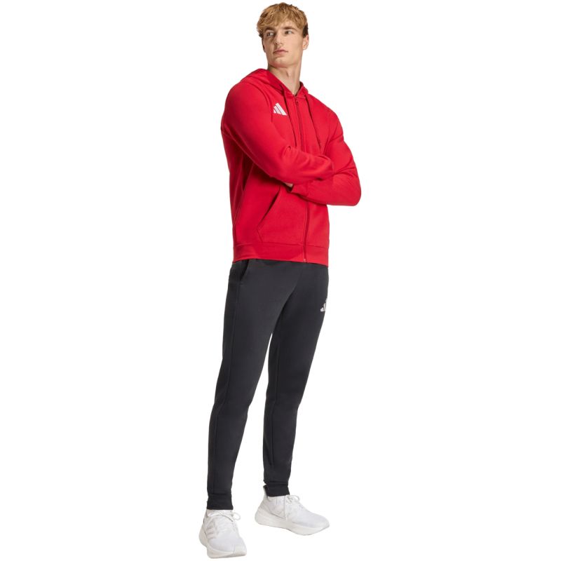 Felpa con cappuccio full zip adidas Entrada 26 da uomo, rossa, KF5944