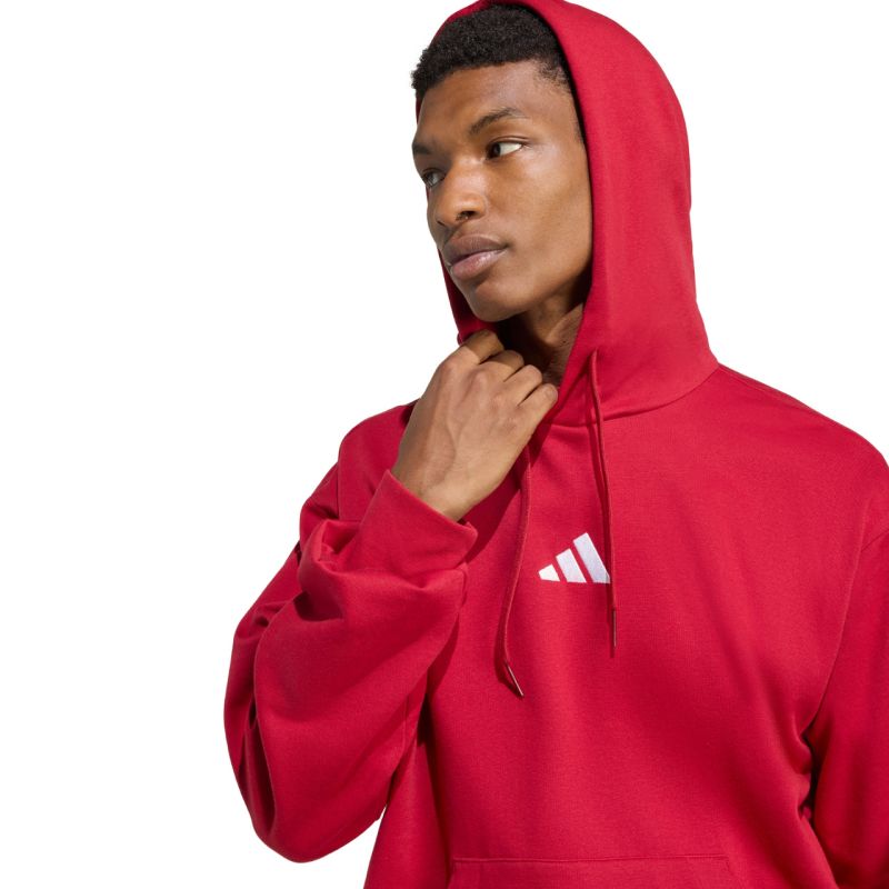 Felpa con cappuccio adidas Essentials Feelcozy da uomo rossa KC0907