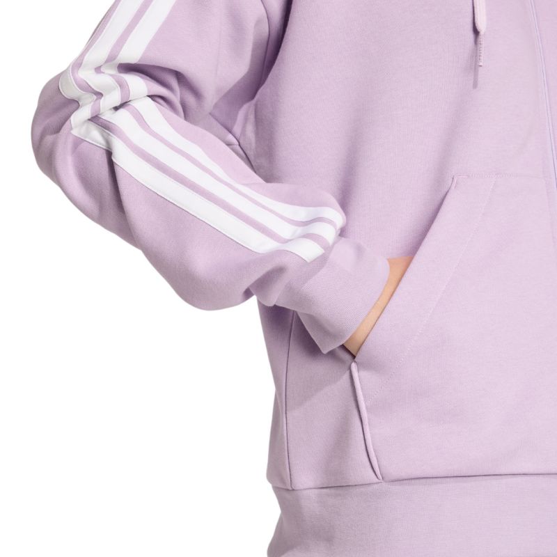 Women's adidas Essentials 3-Stripes Full-Zip Fleece Hoodie Purple JY3080