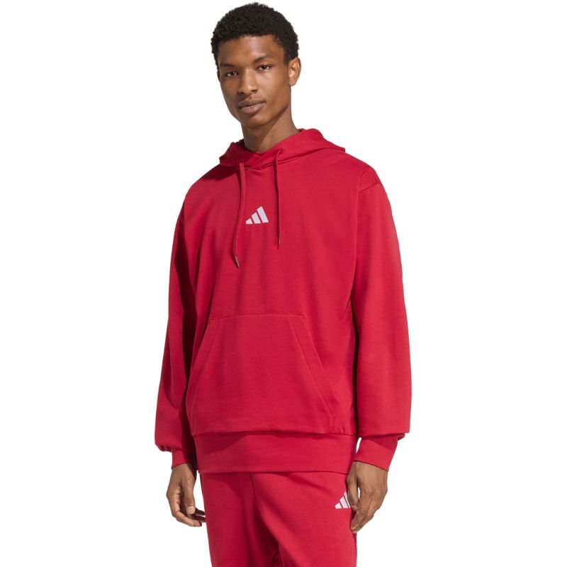 Felpa con cappuccio adidas Essentials Feelcozy da uomo rossa KC0907