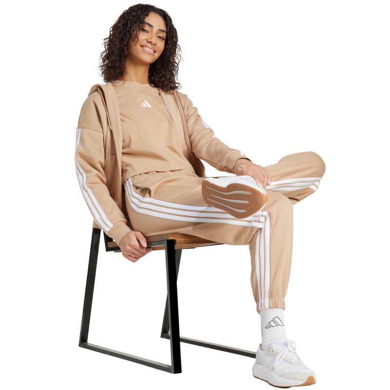 Felpa con cappuccio e zip intera in pile con 3 strisce adidas Essentials W JX7706