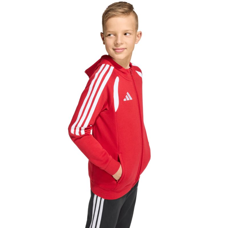 adidas Felpa Tiro 26 League con Cappuccio e Zip Integrale per Bambini Rosso KF9101