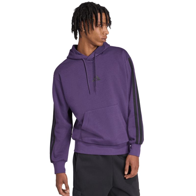 Men's adidas Essentials 3-Stripes Fleece Sweatshirt Purple JX0740