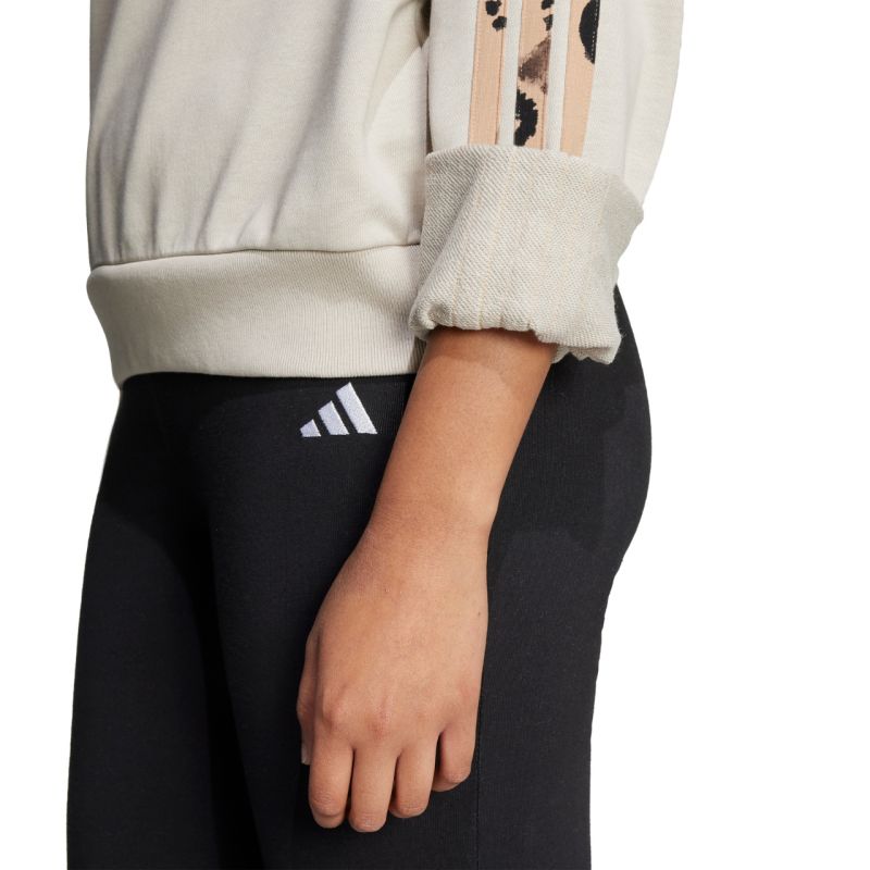 Felpa adidas Animal Print 3 strisce in French Terry da donna crema JM1836