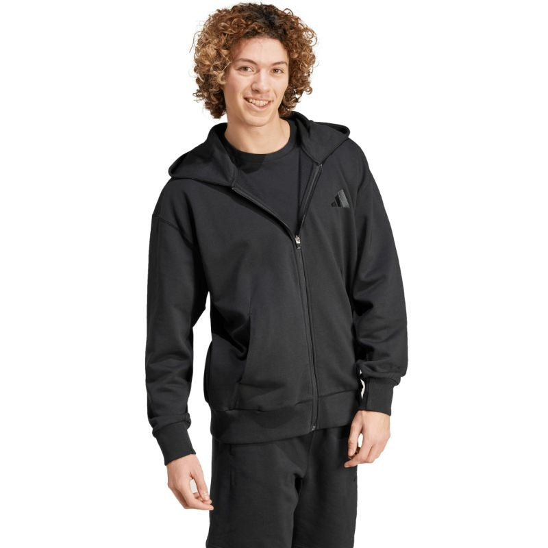 Felpa con cappuccio a cerniera intera da uomo adidas All Szn Fleece Nero IX1249