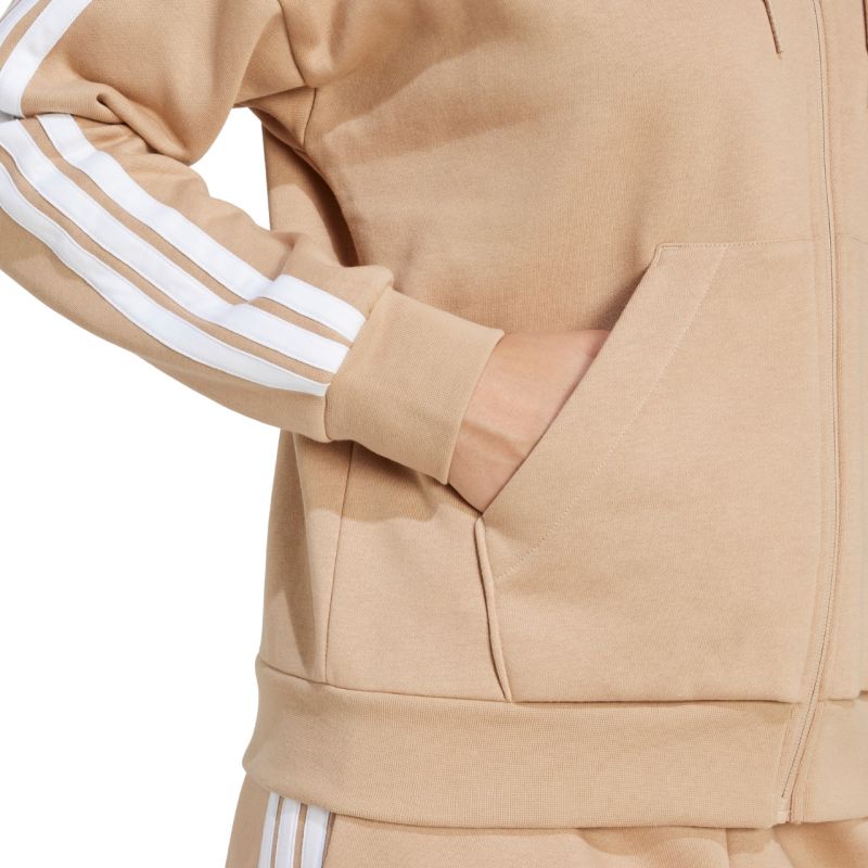 Felpa con cappuccio e zip intera in pile con 3 strisce adidas Essentials W JX7706