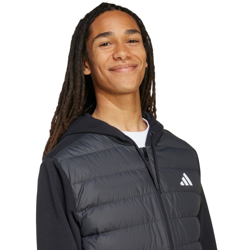 Men's adidas Essentials Climawarm Hybrid Down Hooded Jacket Black KA5251