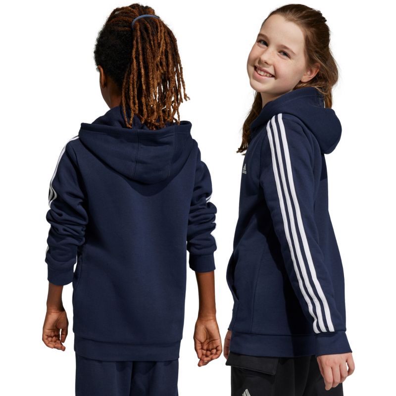 adidas Essentials 3 strisce felpa con cappuccio in pile e full zip da ragazzo IC0600
