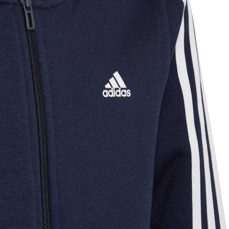 adidas Essentials 3 strisce felpa con cappuccio in pile e full zip da ragazzo IC0600