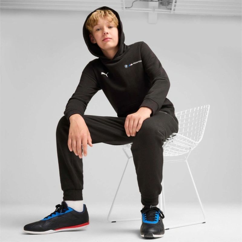 Puma BMW MMS Felpa con Cappuccio a Canguro per Bambini Nera