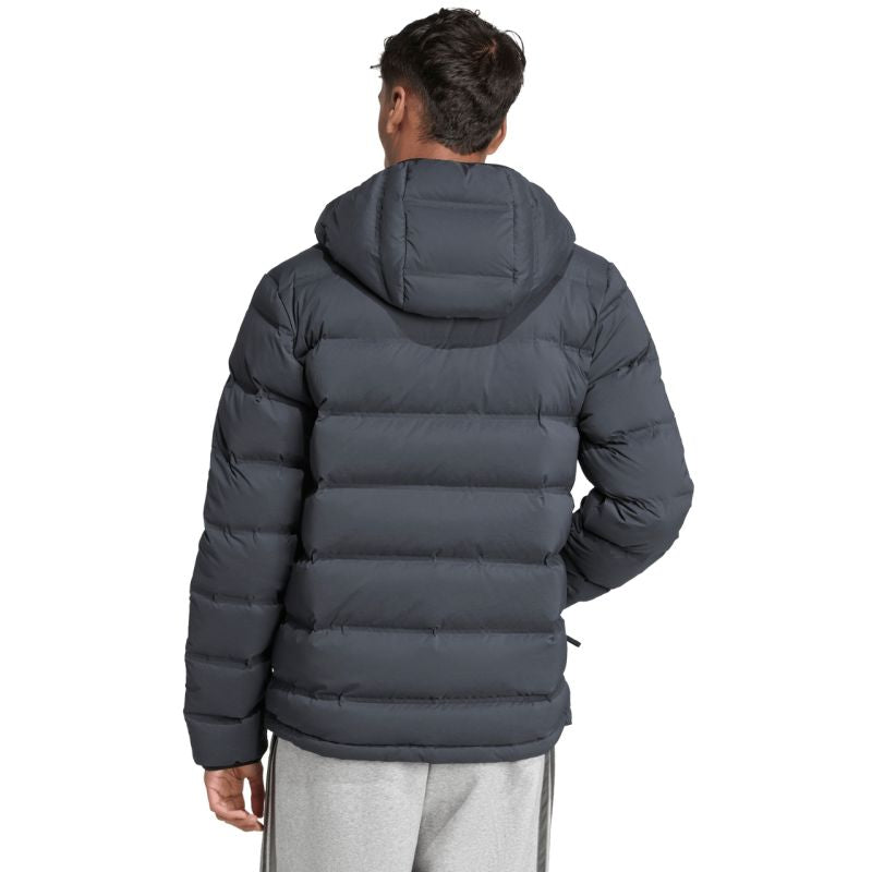 Giacca con cappuccio in piumino elasticizzato da uomo adidas Helionic Climawarm nero JN2114