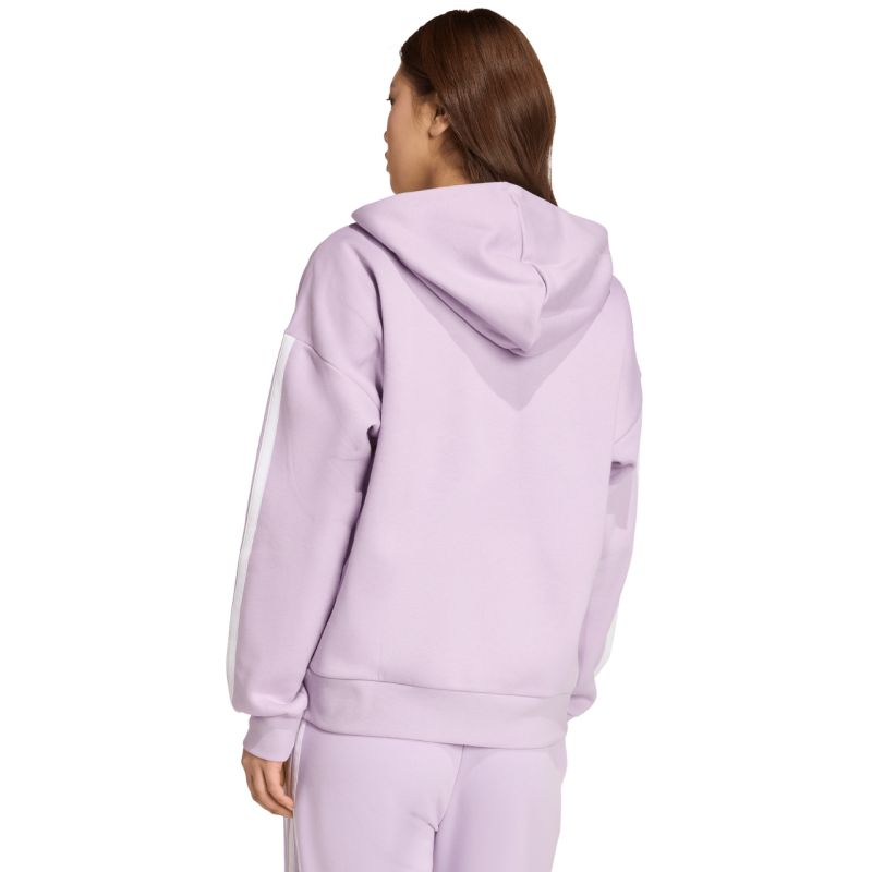 Women's adidas Essentials 3-Stripes Full-Zip Fleece Hoodie Purple JY3080