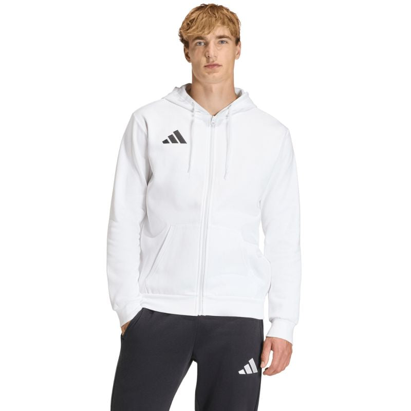 Felpa con cappuccio full zip adidas Entrada 26 uomo bianca KF5943