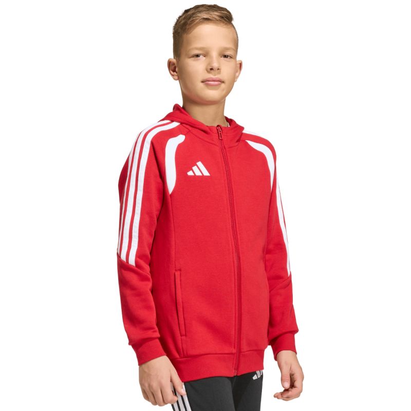 adidas Felpa Tiro 26 League con Cappuccio e Zip Integrale per Bambini Rosso KF9101