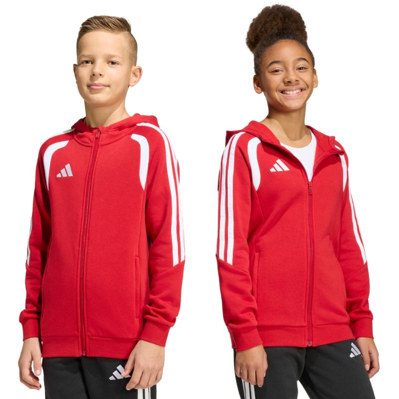 adidas Felpa Tiro 26 League con Cappuccio e Zip Integrale per Bambini Rosso KF9101