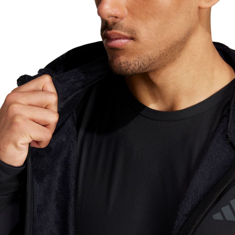 Felpa da uomo adidas Designed for Training COLD.RDY Full-Zip nera IN5607