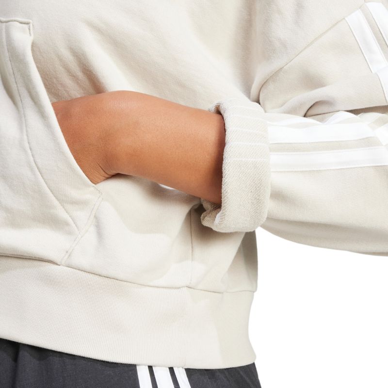 Felpa con cappuccio e zip corta adidas Essentials 3 strisce in French Terry da donna Beige JN1958