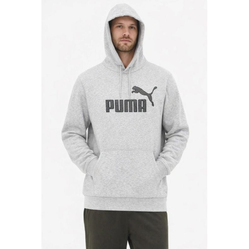 Puma men's gray fashionable cotton kangaroo sports hoodie