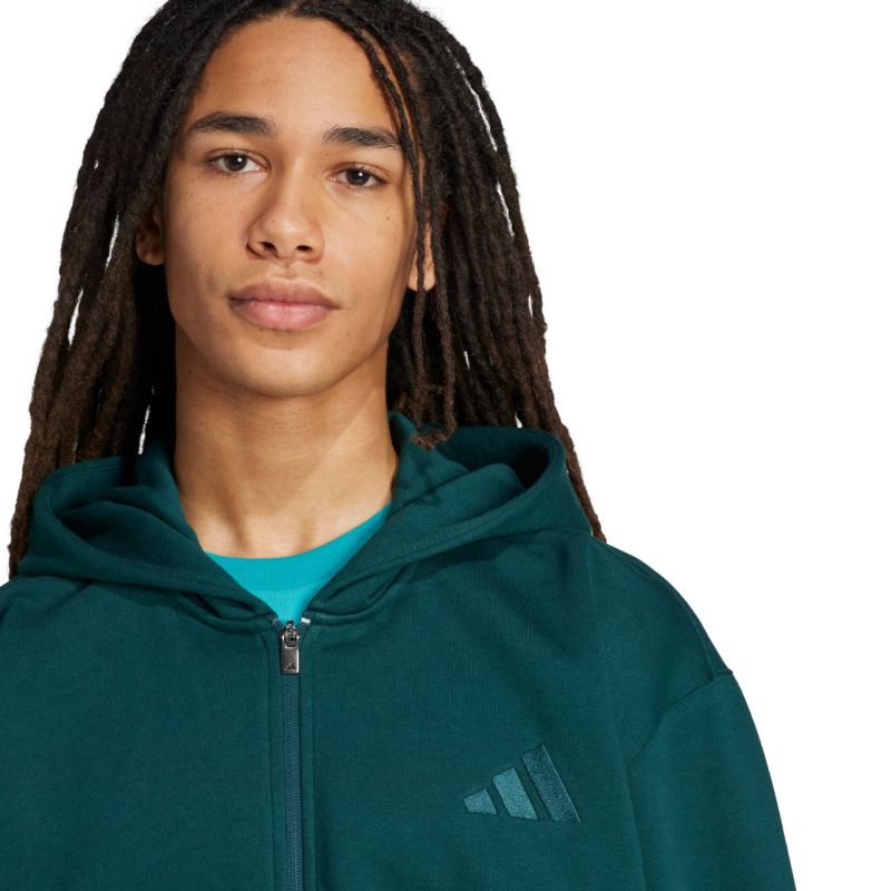 Men's adidas ALL SZN Fleece Full-Zip Sweatshirt Green JX5101