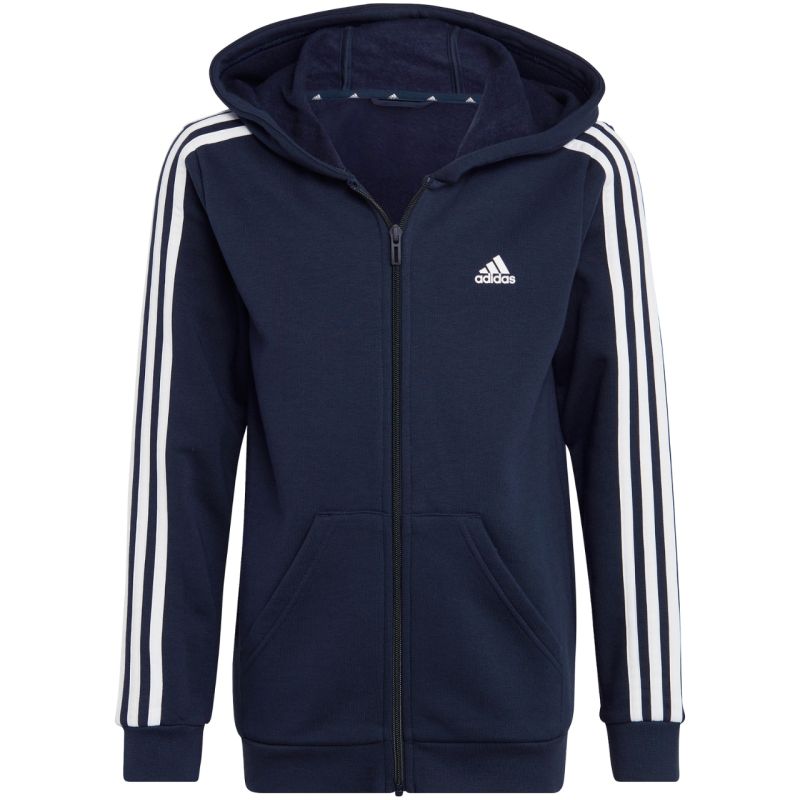 adidas Essentials 3 strisce felpa con cappuccio in pile e full zip da ragazzo IC0600