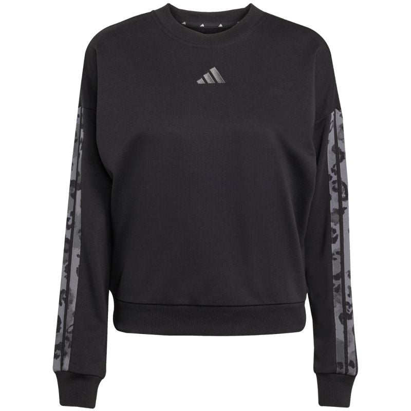 Women's adidas Animal Print 3-Stripes French Terry Sweatshirt Black JM1835
