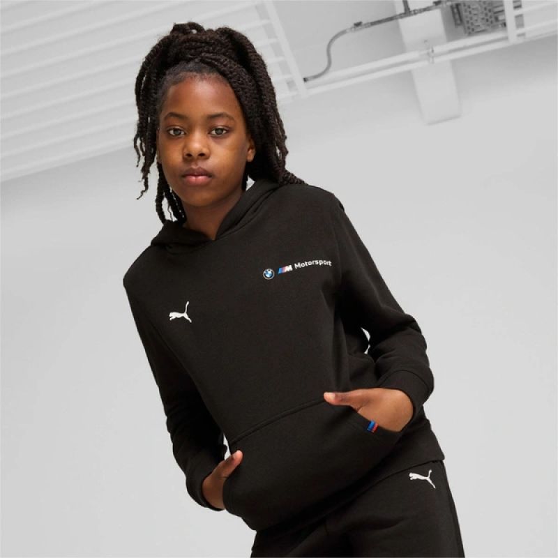 Puma BMW MMS Felpa con Cappuccio a Canguro per Bambini Nera