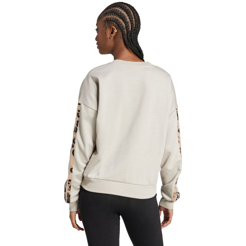 Felpa adidas Animal Print 3 strisce in French Terry da donna crema JM1836