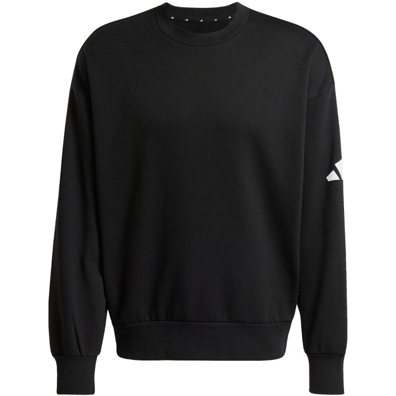 Felpa girocollo da uomo adidas Essentials Loose Fit con logo a 3 barre nero JF3542