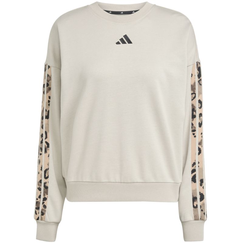 Felpa adidas Animal Print 3 strisce in French Terry da donna crema JM1836