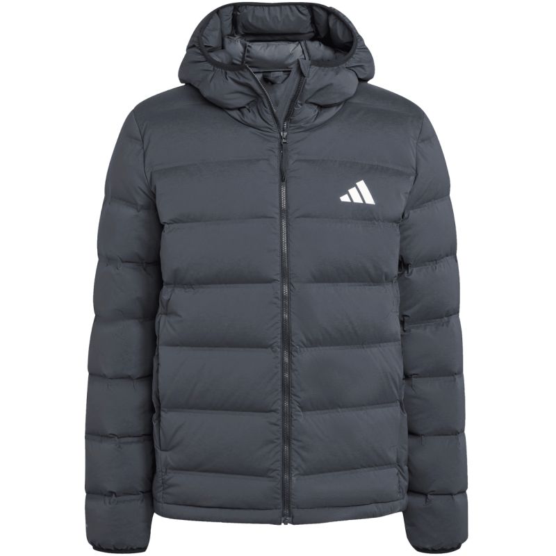 Giacca con cappuccio in piumino elasticizzato da uomo adidas Helionic Climawarm nero JN2114