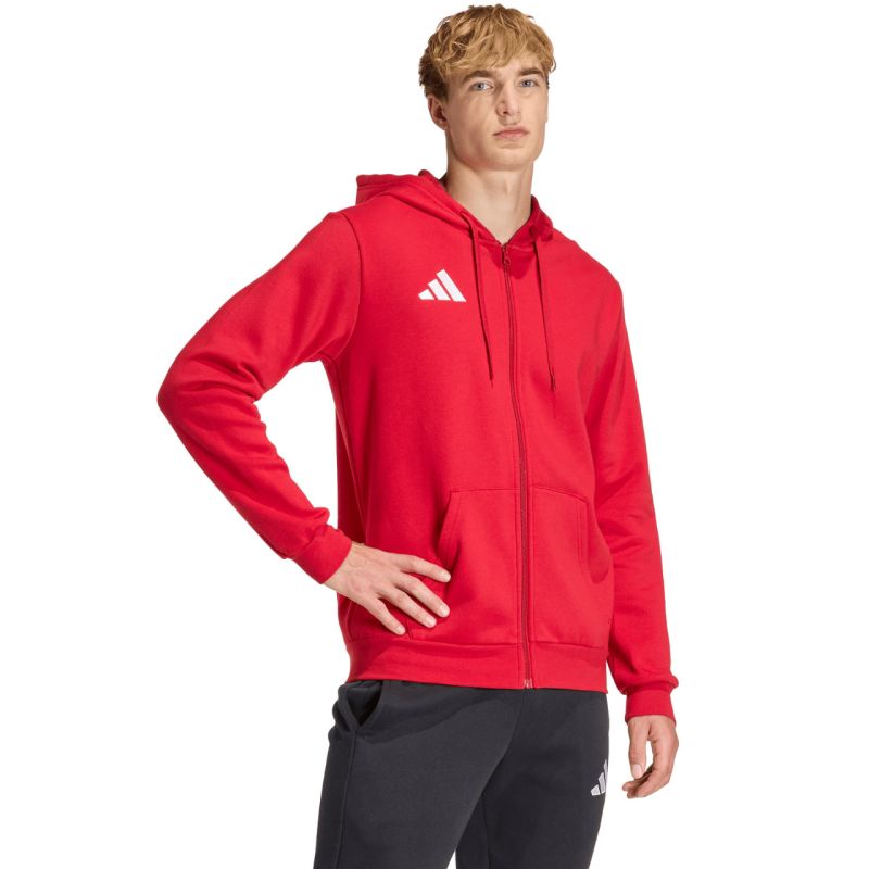 Felpa con cappuccio full zip adidas Entrada 26 da uomo, rossa, KF5944