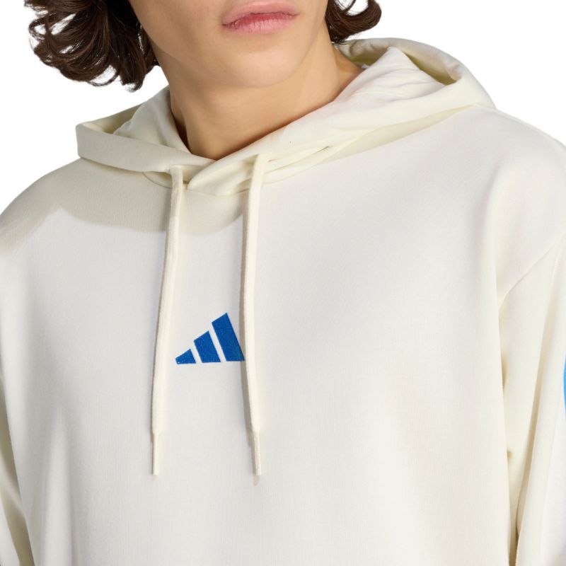 Felpa con cappuccio in spugna francese 3 Strisce adidas Essentials da uomo crema KD4901