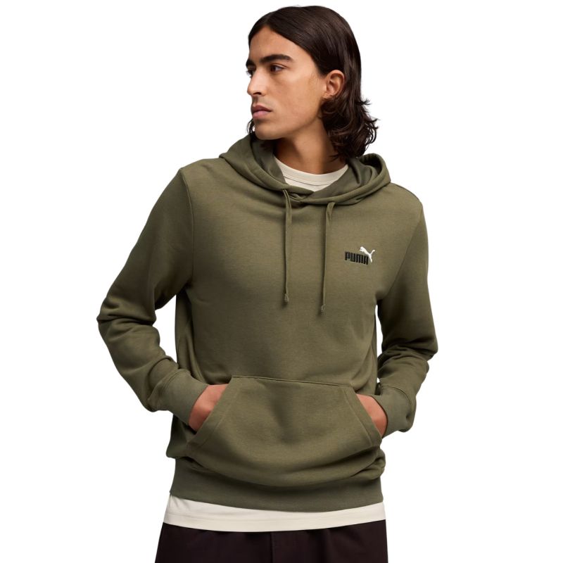 Puma felpa con cappuccio da uomo ESS 2 colori con logo piccolo n. 1 verde oliva 684719 81