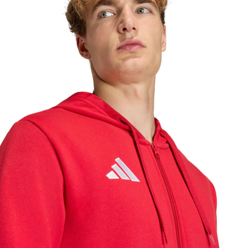 Felpa con cappuccio full zip adidas Entrada 26 da uomo, rossa, KF5944