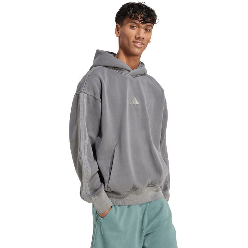 Men's adidas ALL SZN Fleece Washed Hoodie gray JL6539