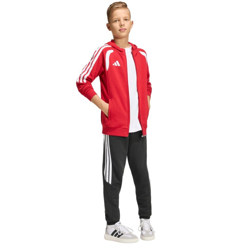 adidas Felpa Tiro 26 League con Cappuccio e Zip Integrale per Bambini Rosso KF9101
