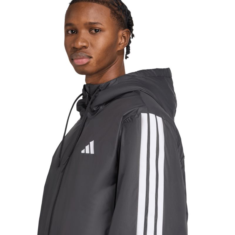 Men's adidas Essentials Climawarm 3-Stripes Insulated Hooded Jacket Black JM4042