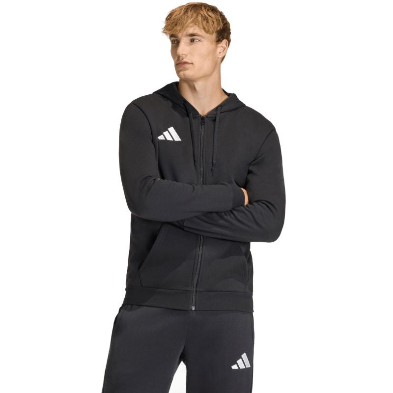 Felpa con cappuccio full zip adidas Entrada 26 da uomo nera KF5945