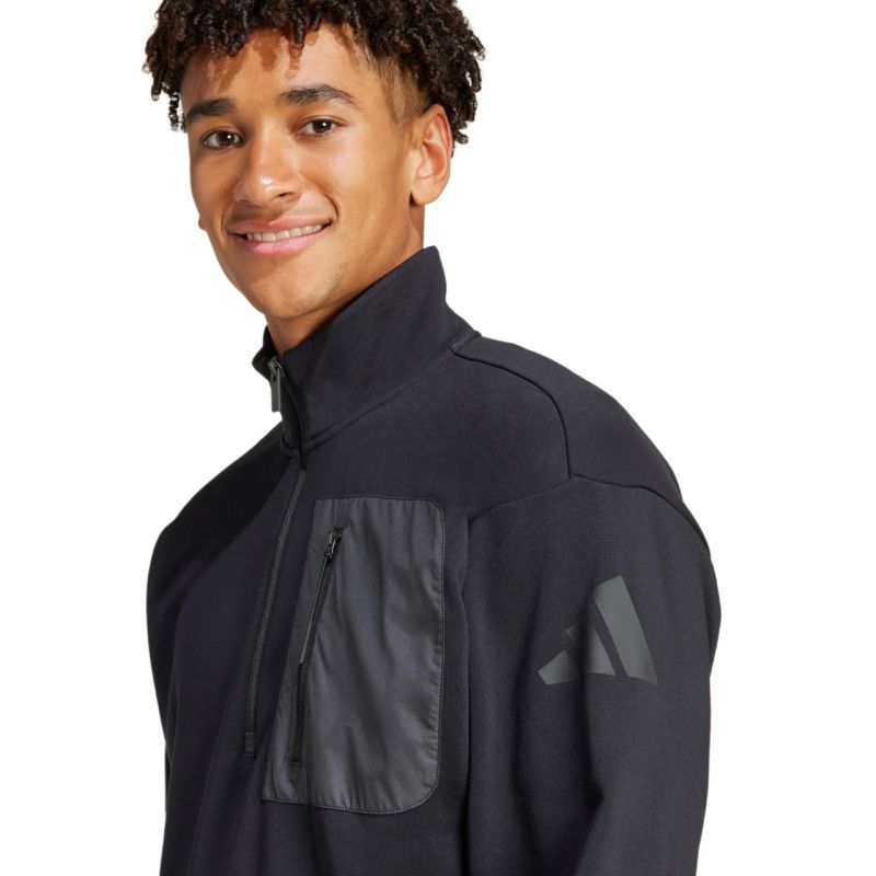 Felpa uomo adidas City Escape Fleece mezza zip GD Nera JF3290