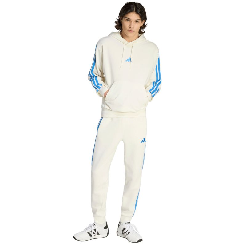 Felpa con cappuccio in spugna francese 3 Strisce adidas Essentials da uomo crema KD4901